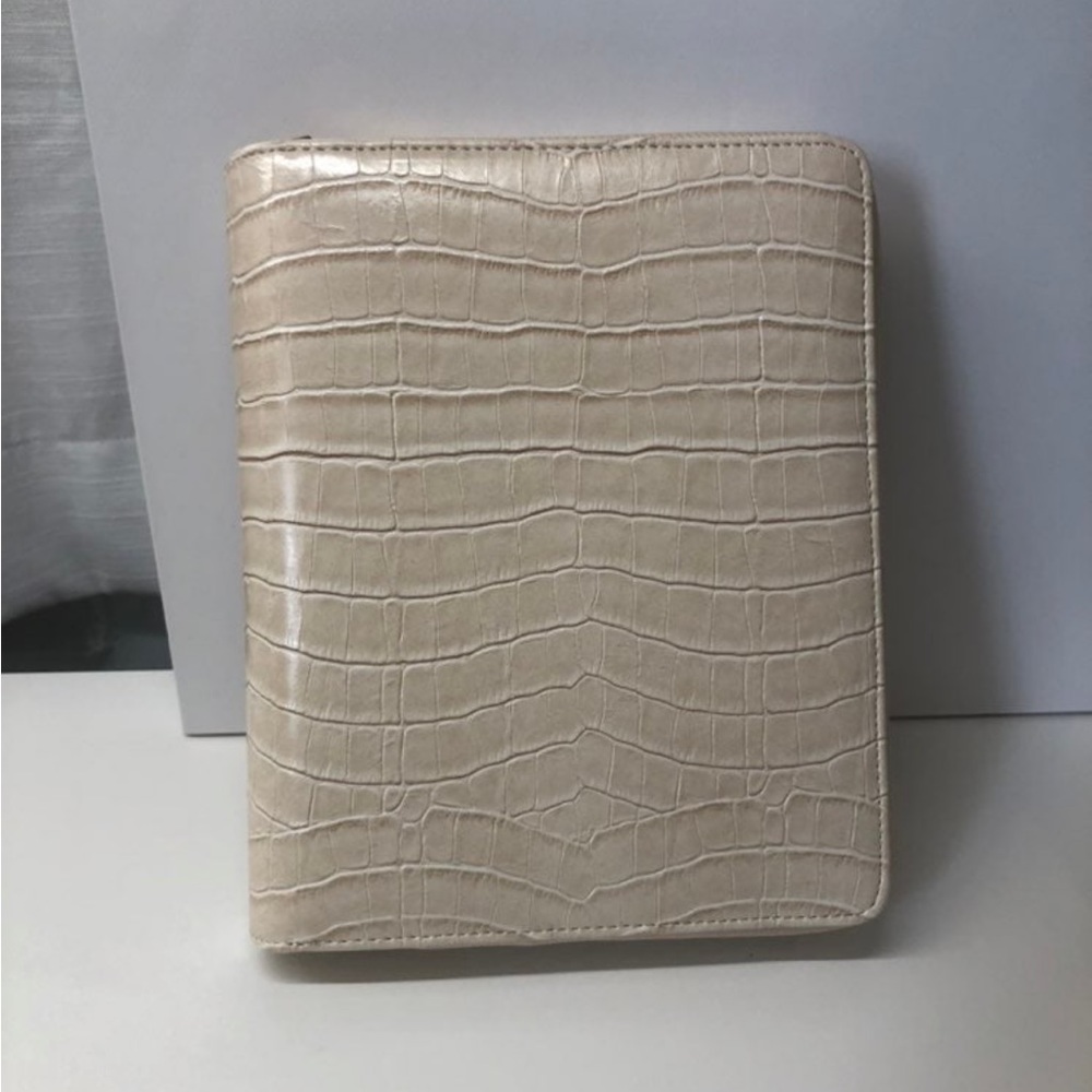 Kikki.K B6 Beige Croco Leather Zippered Planner